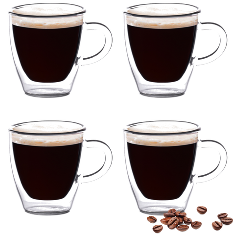 Eparé 2 oz Double Wall Espresso Cups (Set of 4) (Handle)